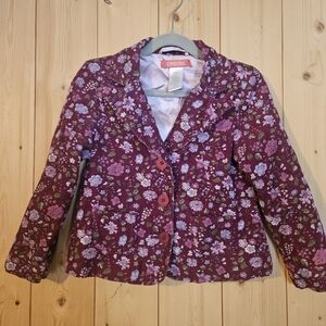 EUC Size 5 Girl's Gymboree Burgundy Floral Blazer